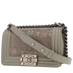 Chanel Mini Boy handbag in grey lizzard and grey leather
