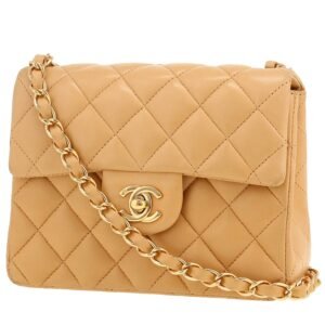 Chanel Mini Carré handbag in beige quilted leather