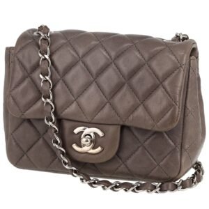 Chanel Mini Carré handbag in grey quilted leather