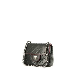 Chanel Mini Timeless handbag in black and burgundy quilted leather