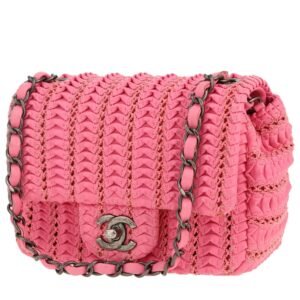 Chanel Mini Timeless shoulder bag in pink braided leather