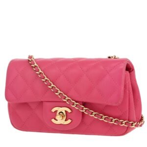 Chanel Mini Timeless shoulder bag in pink quilted leather