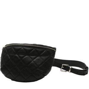Chanel Pochette ceinture clutch-belt in black quilted grained leather
