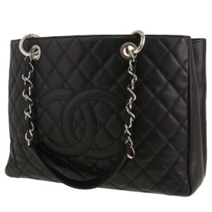 Chanel Shopping GST handbag in black quilted grained leather