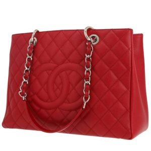 Chanel Shopping GST handbag in red quilted grained leather