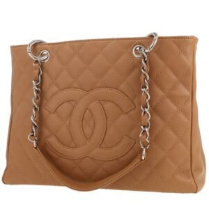 Chanel Shopping GST shopping bag in beige quilted grained leather
