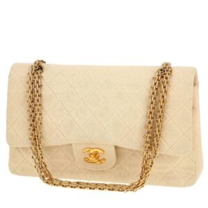 Chanel Timeless Classic handbag in beige jersey