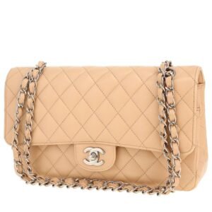 Chanel Timeless Classic handbag in beige quilted grained leather