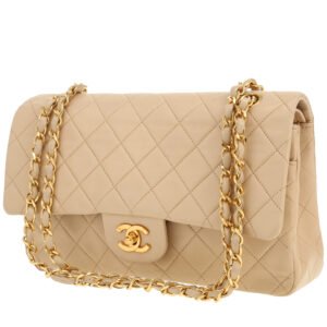Chanel Timeless Classic handbag in beige quilted leather