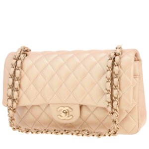 Chanel Timeless Classic handbag in beige quilted leather