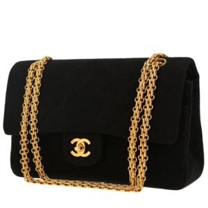 Chanel Timeless Classic handbag in black jersey canvas
