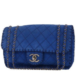 Chanel Timeless Classic handbag in blue and black suede