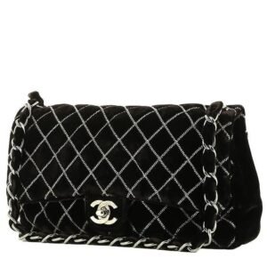 Chanel Timeless Classic handbag in brown velvet