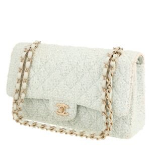Chanel Timeless Classic handbag in green tweed