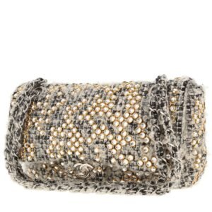 Chanel Timeless Classic handbag in grey and black tweed