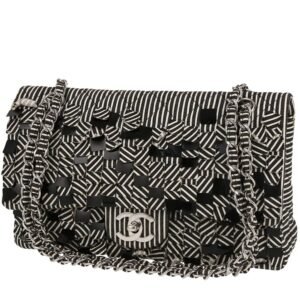 Chanel Timeless handbag in black and white canvas