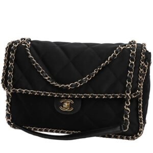 Chanel Timeless Jumbo handbag in black satin