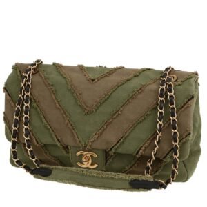 Chanel Timeless Jumbo handbag in khaki and brown canvas