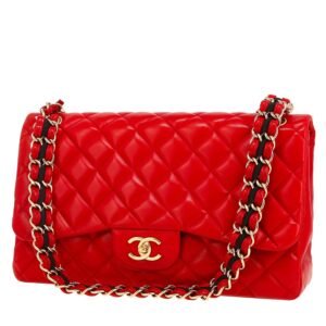 Chanel Timeless Jumbo handbag in red quilted leather