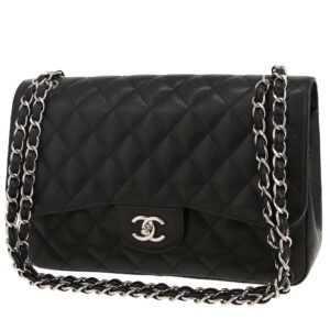 Chanel Timeless Jumbo shoulder bag in black quilted grained leather