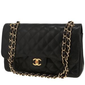 Chanel Timeless Jumbo shoulder bag in black quilted grained leather