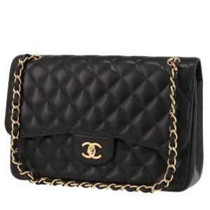 Chanel Timeless Jumbo shoulder bag in black quilted grained leather