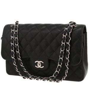Chanel Timeless Jumbo shoulder bag in black quilted grained leather