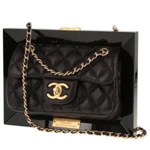 Chanel Timeless limited edition Frame handbag in black quilted leather and black plexiglas