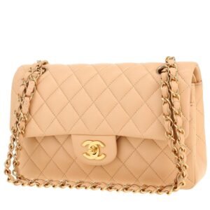 Chanel Timeless Petit shoulder bag in beige quilted leather