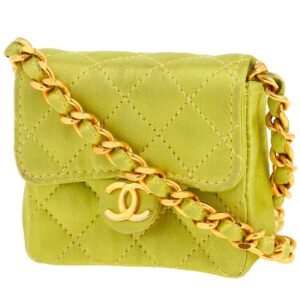 Chanel Timeless super mini handbag in green satin