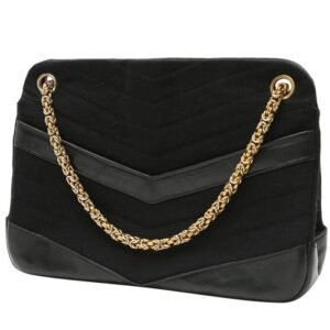 Chanel Vintage handbag in black chevrons canvas and black leather