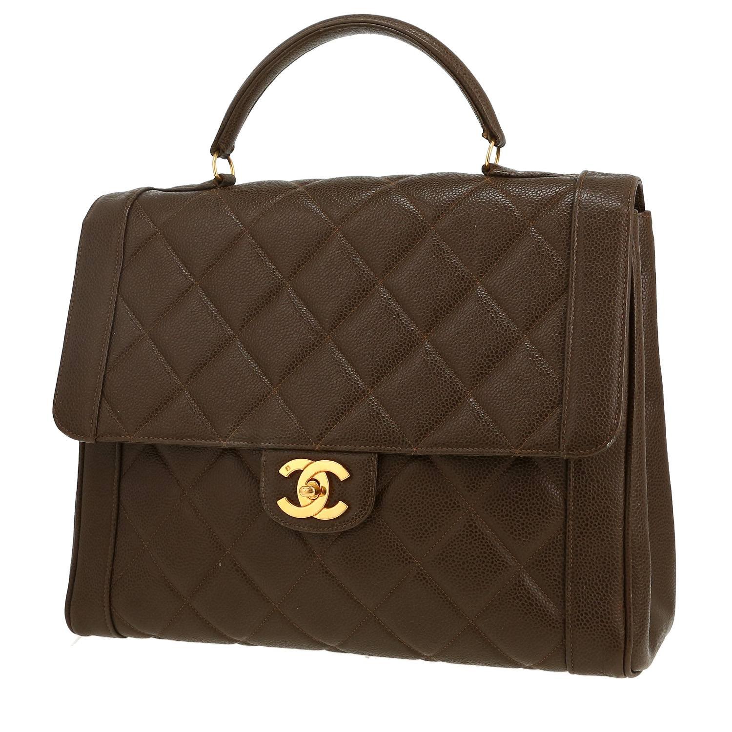 Chanel Vintage handbag in khaki quilted grained leather
