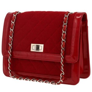 Chanel Vintage handbag in red quilted jersey and red patent leather
