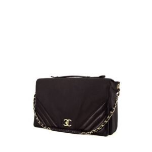 Chanel Vintage shoulder bag in black canvas and black leather