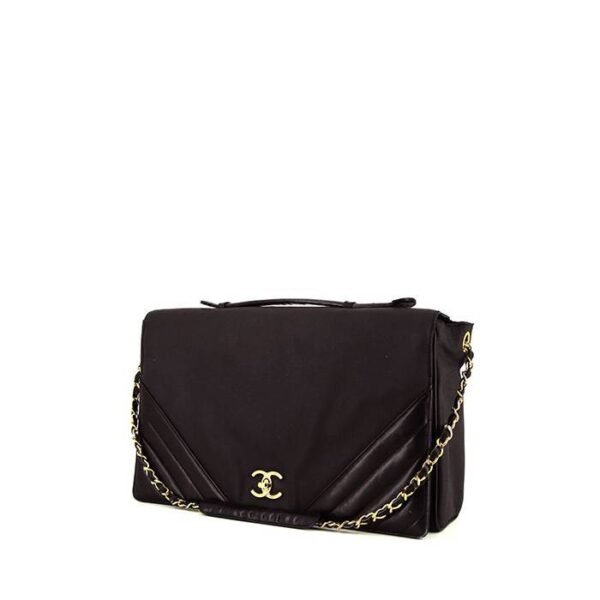 Chanel Vintage shoulder bag in black canvas and black leather