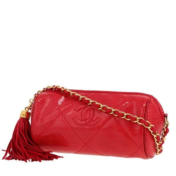 Chanel Vintage shoulder bag in red lizzard