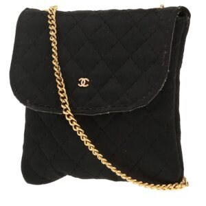 Chanel Vintage super mini handbag in black canvas