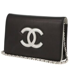 Chanel Wallet on Chain shoulder bag in black and silver leather