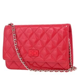 Chanel Wallet on Chain shoulder bag in pink patent quilted leather