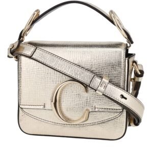 Chloé C shoulder bag in gold grained leather