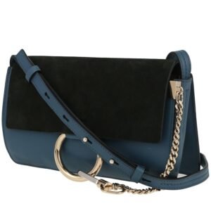 Chloé Faye shoulder bag in blue leather and blue suede