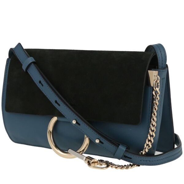 Chloé Faye shoulder bag in blue leather and blue suede