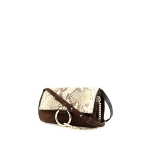 Chloé Faye shoulder bag in grey python and brown suede