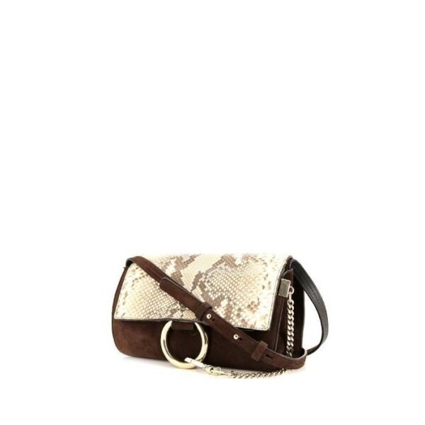 Chloé Faye shoulder bag in grey python and brown suede