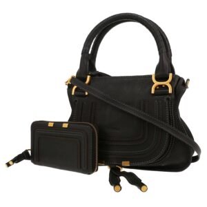 Chloé Marcie shoulder bag in black grained leather