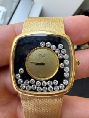 Chopard Happy Diamond 18k YG Black Onyx Dial 32mm Manual Watch 2106-WM1901
