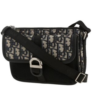 Dior 8 shoulder bag in blue monogram canvas Oblique and black leather