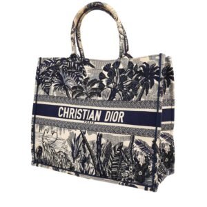 Dior Book Tote large model shopping bag in blue and beige printed patern canvas