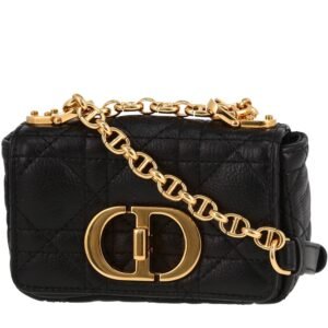 Dior Caro small shoulder bag in black quilted leather