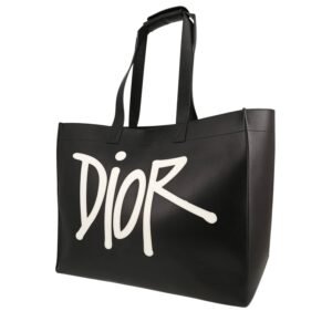 Dior D-Dior Editions Limitées Stüssy shopping bag in black and white leather